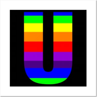 The Letter U in Rainbow Stripes Posters and Art